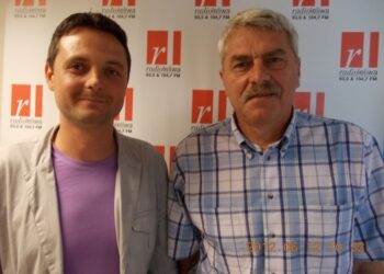 Wacław Salamucha  prezes Klubu Sportowego Siarka Tarnobrzeg oraz Michał Szymczak trener tarnobrzeskich piłkarzy „Siarki”.