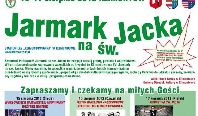 Od środy w Klimontowie odbywał się będzie doroczny Jarmark na św. Jacka.