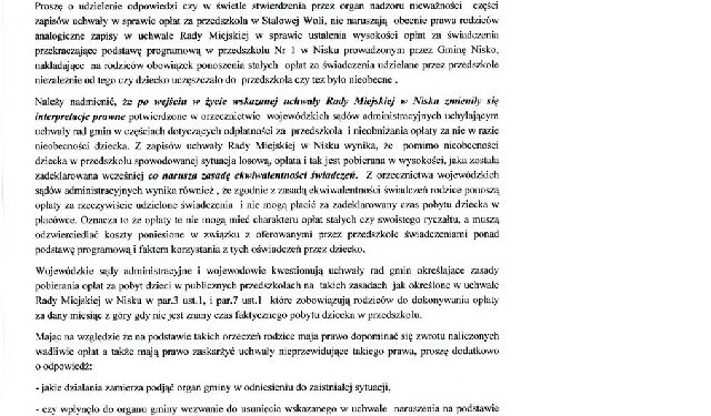 Czy będą zmiany w niżańskiej uchwale regulującej opłaty za przedszkola?