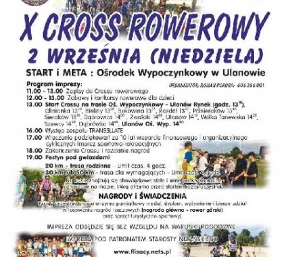 Jubileuszowy, dziesiąty już Cross Rowerowy odbędzie się w tę niedzielę w Ulanowie.