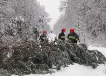 Zima nie odpuszcza. Strażacy pomagają.
