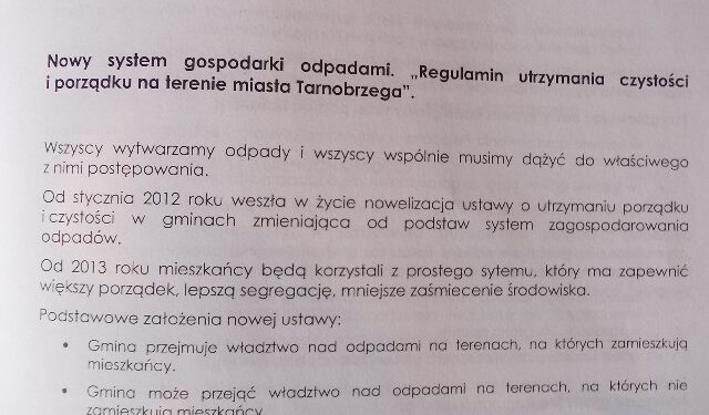 Tarnobrzeg. W obliczu nowego systemu gospodarki odpadami.