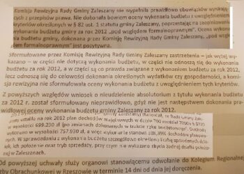 Gm. Zaleszany: Nie udzielono absolutorium.