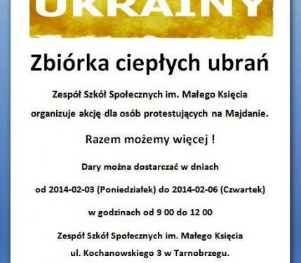 Tarnobrzeg. Zbiórka odzieży dla protestujących na Ukrainie.