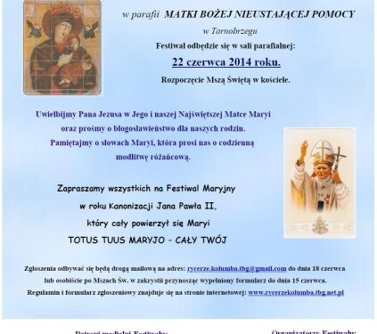 3 Festiwal Pieśni i Piosenki Maryjnej w Tarnobrzegu