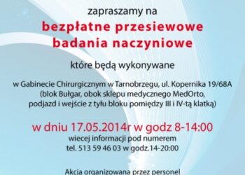 Tarnobrzeg. Bezpłatne, przesiewowe badania naczyniowe.