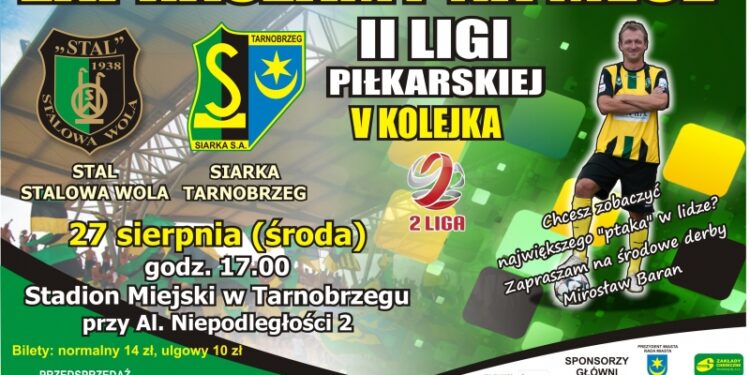 Tarnobrzeg. Mecz V kolejki II ligi piłkarskiej STAL Stalowa Wola – SIARKA Tarnobrzeg