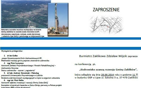 Lipa: Konferencja o leczniczych wodach w Lipie.