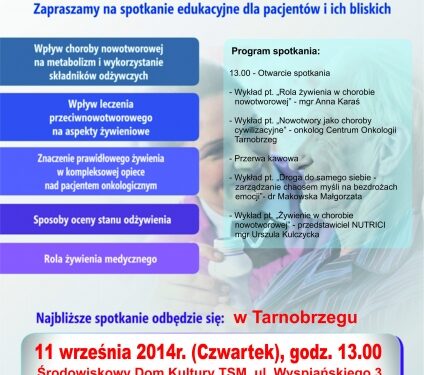 Tarnobrzeg. Spotkanie dotyczące roli żywienia w chorobie nowotworowej.