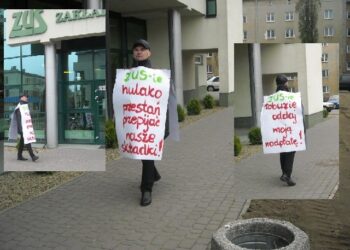 Stalowa Wola: Gwizdał przed ZUS-em 4 godziny.