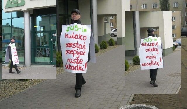 Stalowa Wola: Gwizdał przed ZUS-em 4 godziny.