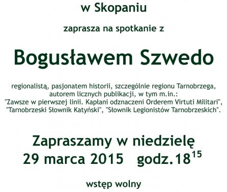 Skopanie: Spotkanie z Bogusławem Szwedo
