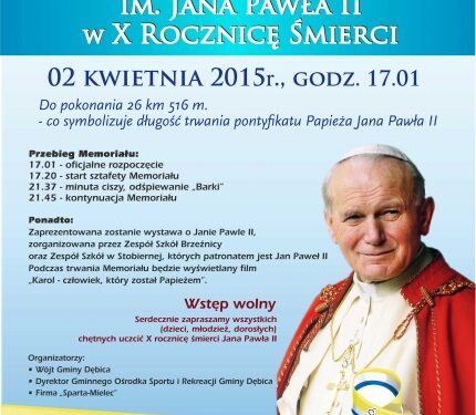 I Memoriał Pływacki im. Jana Pawła II w X Rocznicę Śmierci  na Kompleksie Basenów „NEMO” w Pustowie – Osiedlu