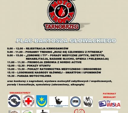 Tarnobrzeg. MOTO KROPLA . Impreza motoryzacyjna połączona ze zbiórką krwi.