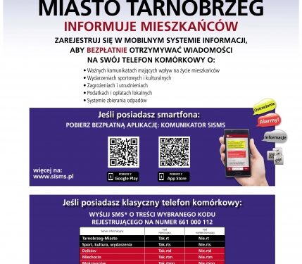 Tarnobrzeg. Nowość. Darmowa aplikacja SISMS na smartfony.