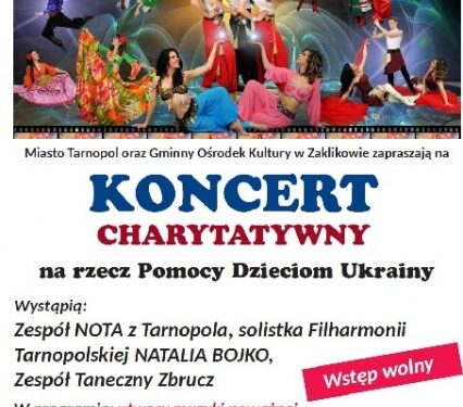 Zaklików: W poniedziałek Koncert Charytatywny dla dzieci z Ukrainy.
