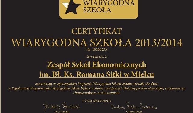 Mielec:  Wiarygodna szkoła