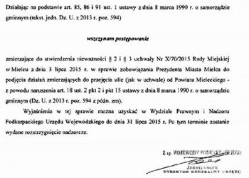 Mielec: Uchwała Rady Miasta zakwestionowana.