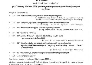 Tarnobrzeg: Bezpłatne seminarium 'Obszary Natura 2000 potencjałem promocyjno-turystycznym regionu'.