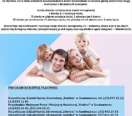 Samborzec: Bezpłatne szczepienia przeciwko pneumokokom dla dzieci z gminy.