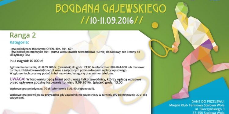 Stalowa Wola: Tenisowe zmagania w Memoriale Bogdana Gajewskiego już w  weekend
