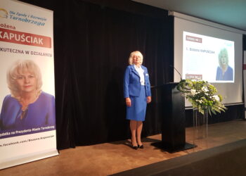 Tarnobrzeg. Bożena Kapuściak z komitetu DLA ZGODY I ROZWOJU TARNOBRZEGA. Kandydatka na prezydenta miasta.