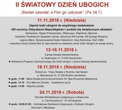 Sandomierz: II Światowy Dzień Ubogich.