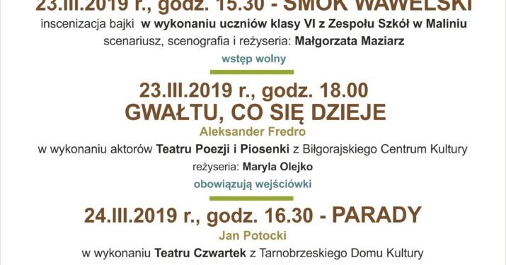 Tarnobrzeg. Dni Teatru. Odbierz bezpłatną wejściówkę.