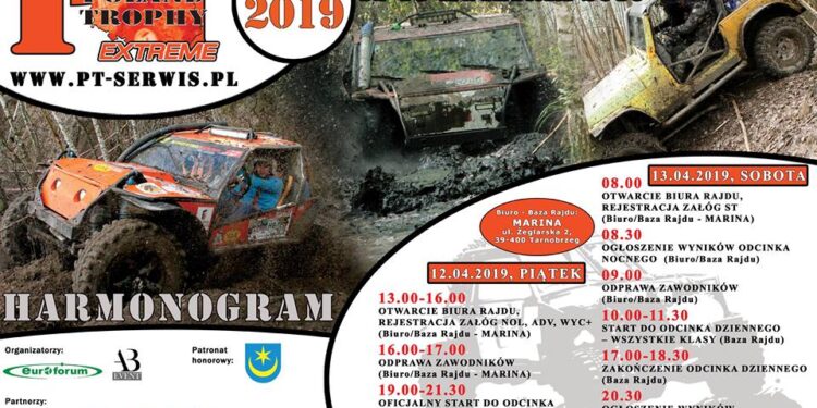 Tarnobrzeg. Poland Trophy Extreme. 50 ekip na trasie nocnego i dziennego rajdu przeprawowego o ekstremalnej trudności.