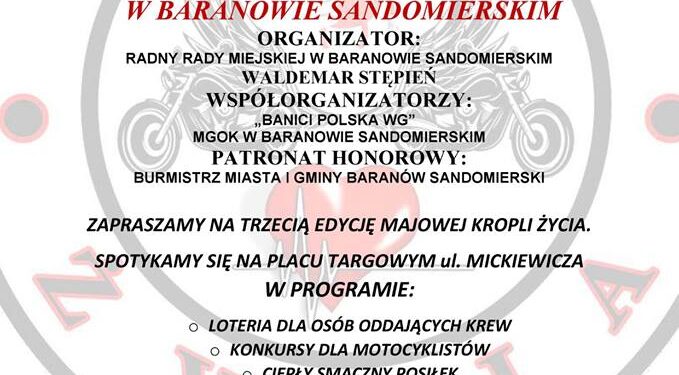 Baranów Sandomierski: Oddaj krew podczas Majowej Kropli Życia