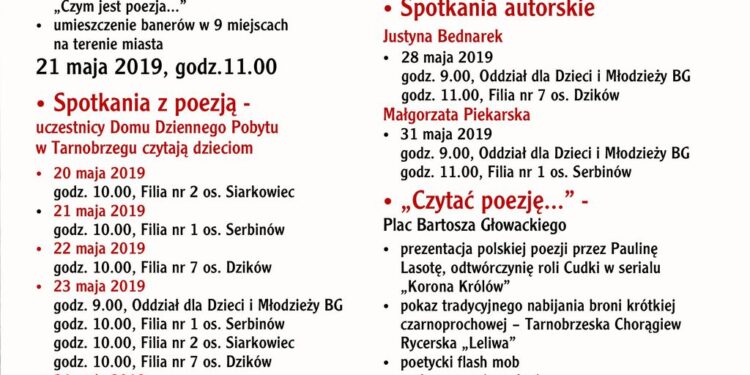 Tarnobrzeg. Spotkania, eventy, happeningi w ramach zadania „Czytać poezję…”.