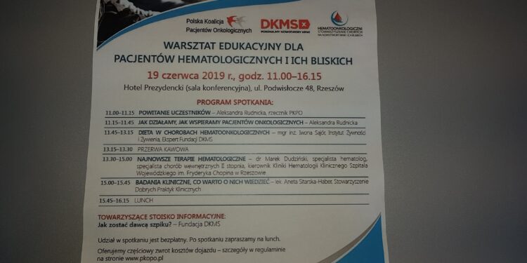 Tarnobrzeg. Bezpłatne warsztaty dla pacjentów hematologicznych i ich bliskich.