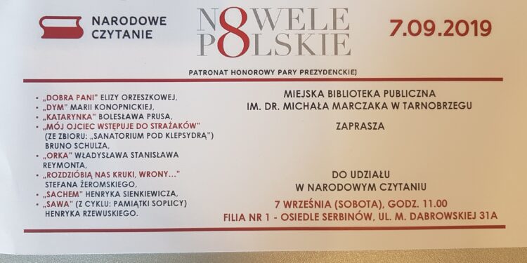 Tarnobrzeg. Narodowe Czytanie. Już można się zgłaszać.