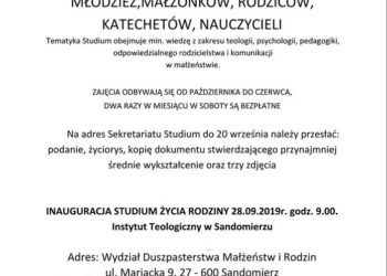 Sandomierz: Diecezjalne Studium Życia Rodzinnego w Sandomierzu czeka na kandydatów.