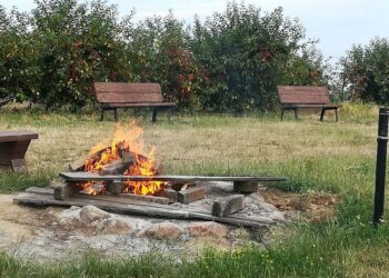Kamień Łukawski, Sandomierz: Nowe ławki na tarasie widokowym w Górach Pieprzowych.