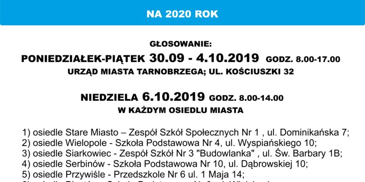 Tarnobrzeg. Trwa głosowanie w ramach Budżetu Obywatelskiego.
