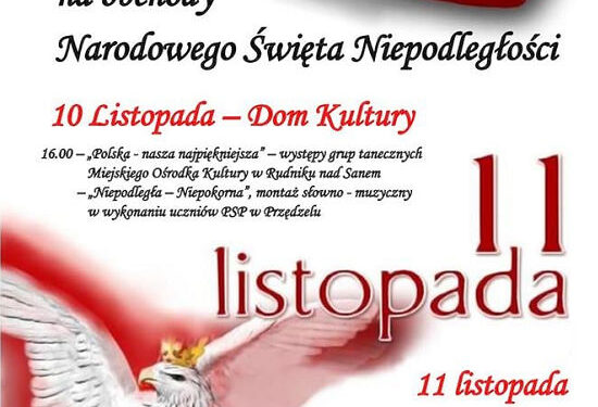Rudnik nad Sanem: Uczczą Niepodległą marszem, śpiewem, tańcem i biegiem