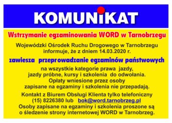 Tarnobrzeg. Wstrzymane egzaminy na prawo jazdy.