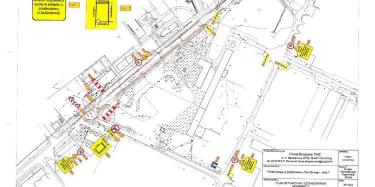 Tarnobrzeg. Uwaga! Odcinek ulicy Zakładowej wyłączony z ruchu.