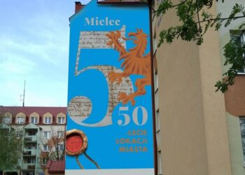 Mielec:   Mural na 550-lecie lokacji Mielca