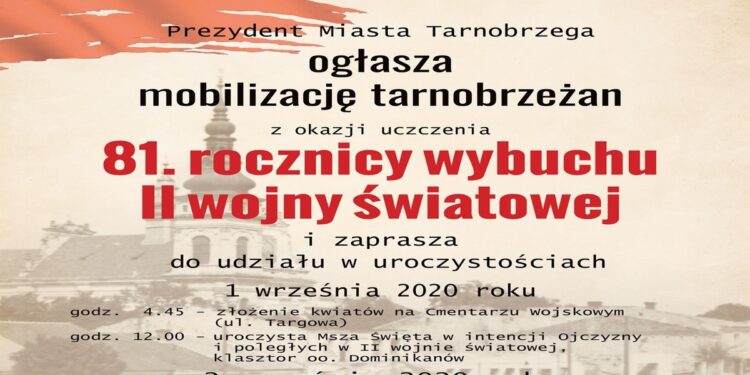 Tarnobrzeg. Uroczystości  upamiętniające wybuch II wojny światowej.