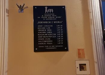 Tarnobrzeg. Poświęcenie tablicy upamiętniającej „Dziewięciu z Wujka”.