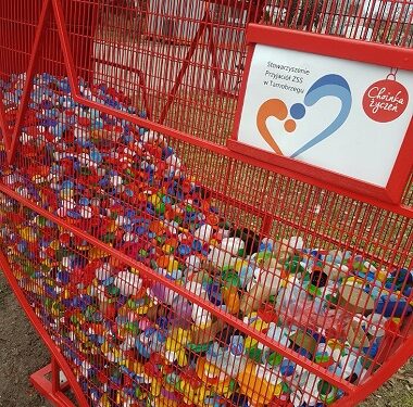 Tarnobrzeg. Dwa serca – pojemniki. Element „Choinki Życzeń”.