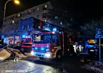 Tarnobrzeg. Pożar i zatrzymanie agresywnego mężczyzny