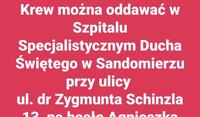 Sandomierz: Krew pilnie potrzebna!
