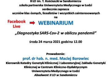Sandomierz: Webinarium o SARS COV-2 dla wszystkich zainteresowanych.