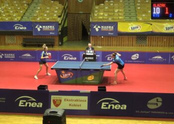 Sport. Tenis stołowy. Zwycięstwo KTSu w pierwszym meczu półfinału Ekstraklasy Kobiet