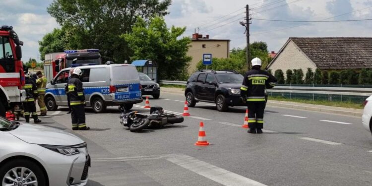 Trześń. Wypadek z udziałem motocyklisty.