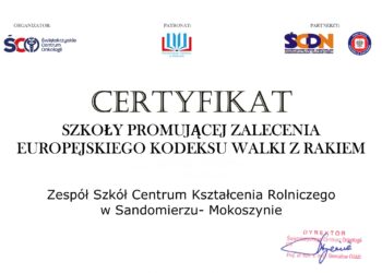 Sandomierz:  Sandomierski Rolnik „Szkołą Promującą Zalecenia Europejskiego Kodeksu Walki z Rakiem”