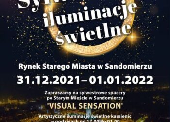 Sandomierz: Sylwestrowe iluminacje świetlne wprowadza mieszkańców w Nowy Rok.